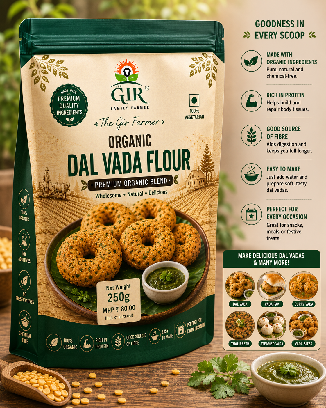 Organic Dal Vada Flour - Premium Organic Blend view 2