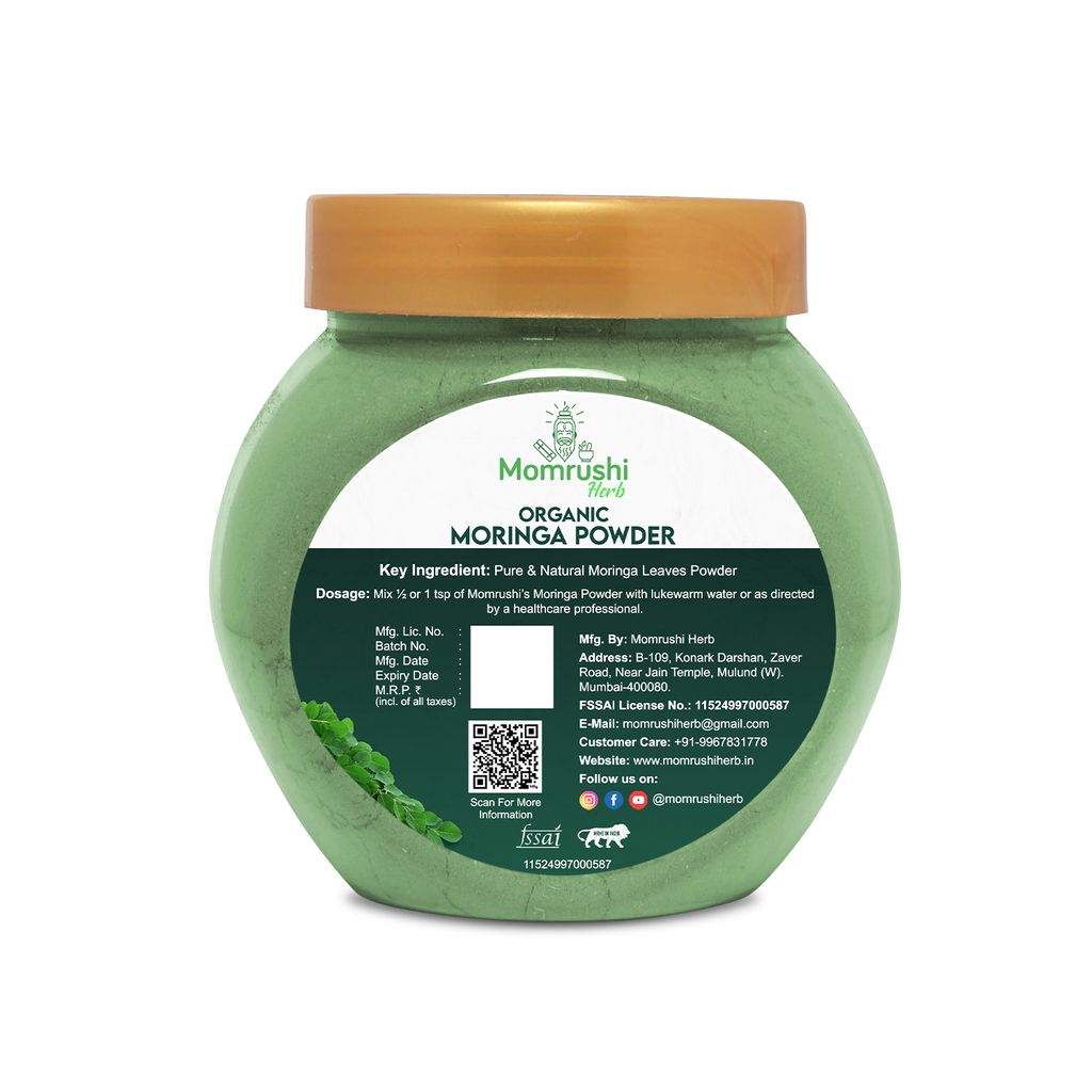 Momrushi Herb Organic Moringa Powder - Nutrient Rich Superfood - 200gm view 2