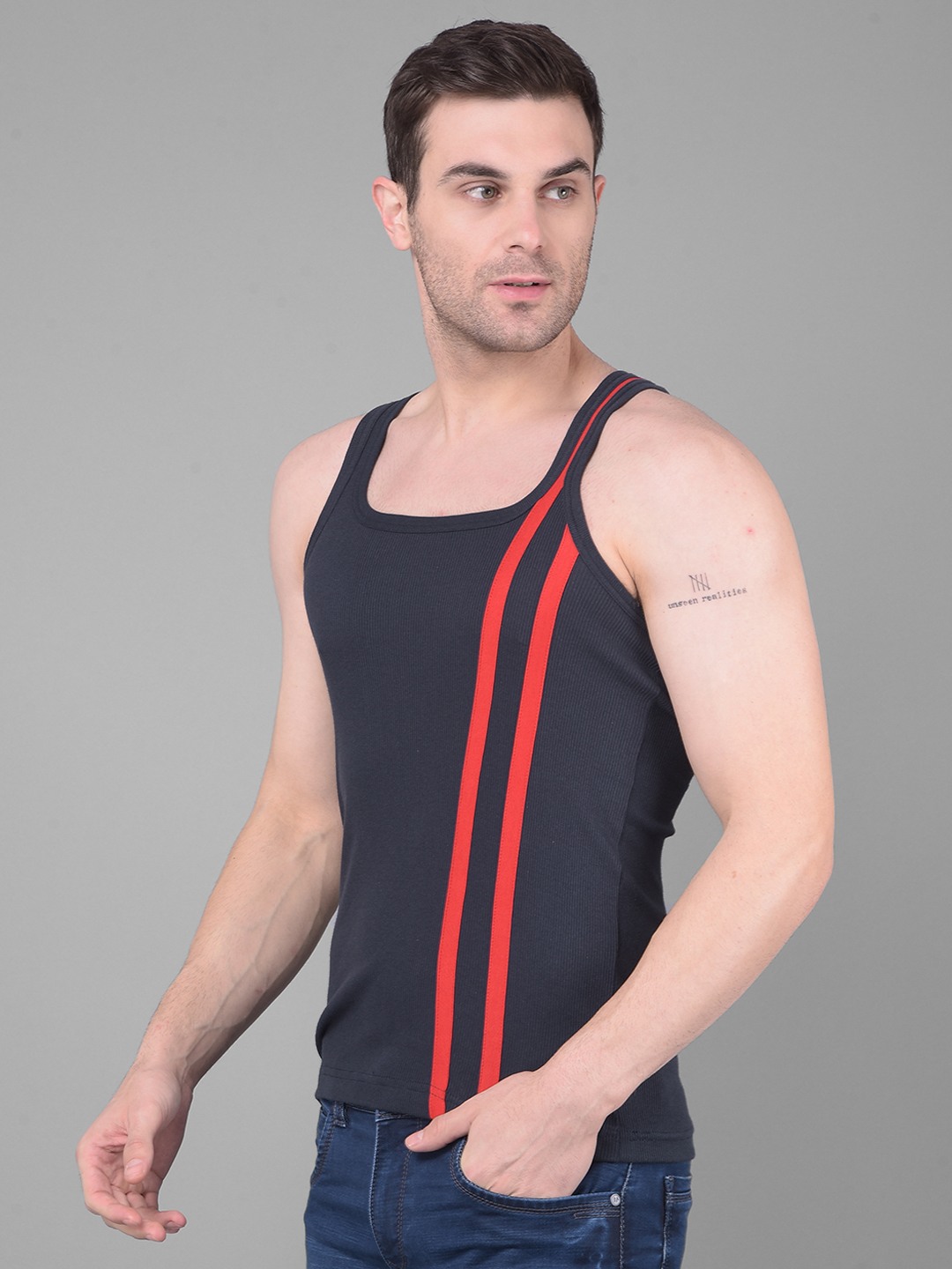 Men's Assorted Pack of 3 Solid Combed Cotton Racerback Styled Gym Vest view 2