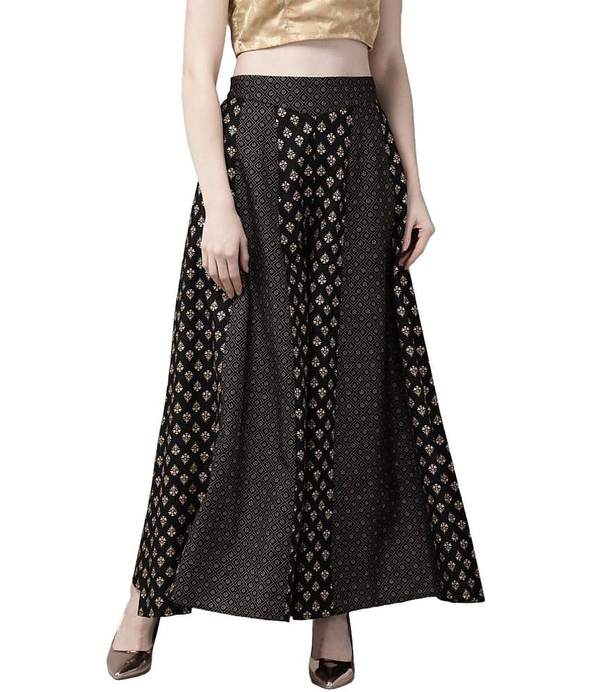 Juniper - Black Rayon Women's Palazzo ( Pack of 1 ) view 2