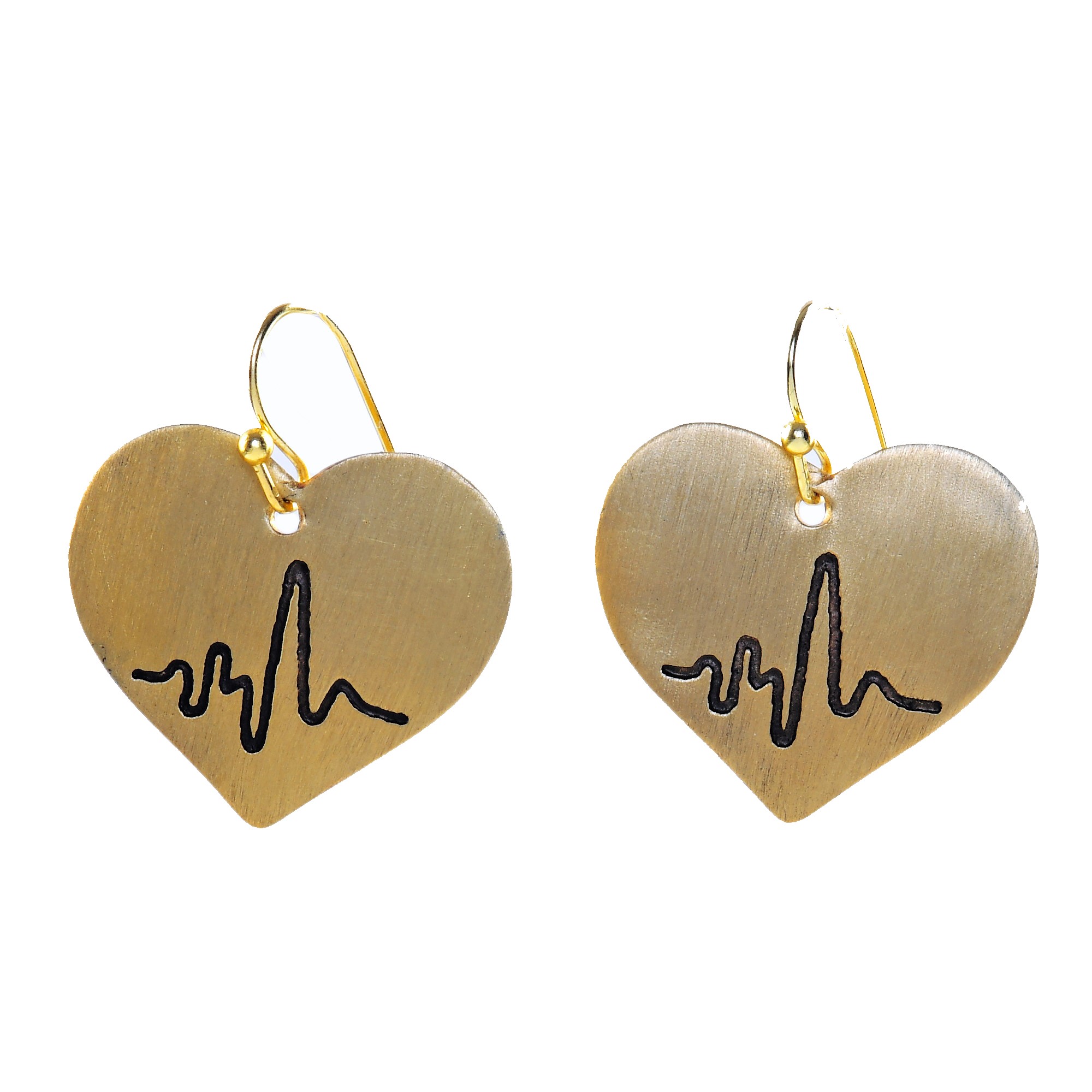 Handcrafted Brass Heart Shaped Earring view 2