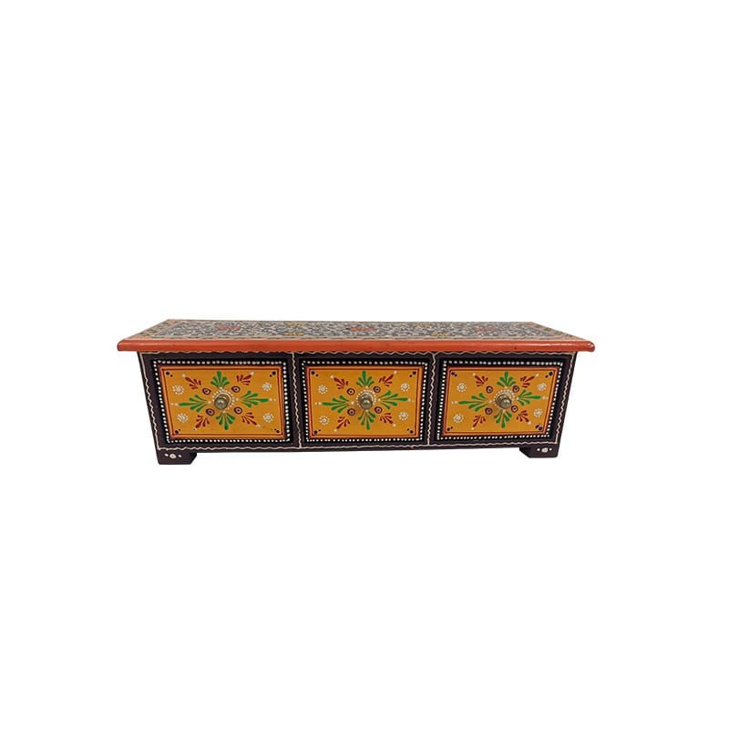 Wooden Handmade Emboss Work Drawer Decorative Jewellery Box Showpiece