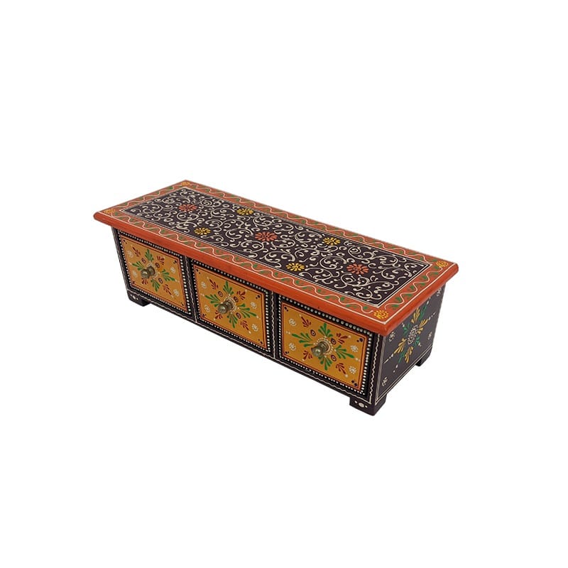 Wooden Handmade Emboss Work Drawer Decorative Jewellery Box Showpiece view 2
