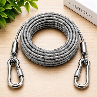 Strong 3 mm Steel Washing Line Cable with Hooks for Home Laundry Drying