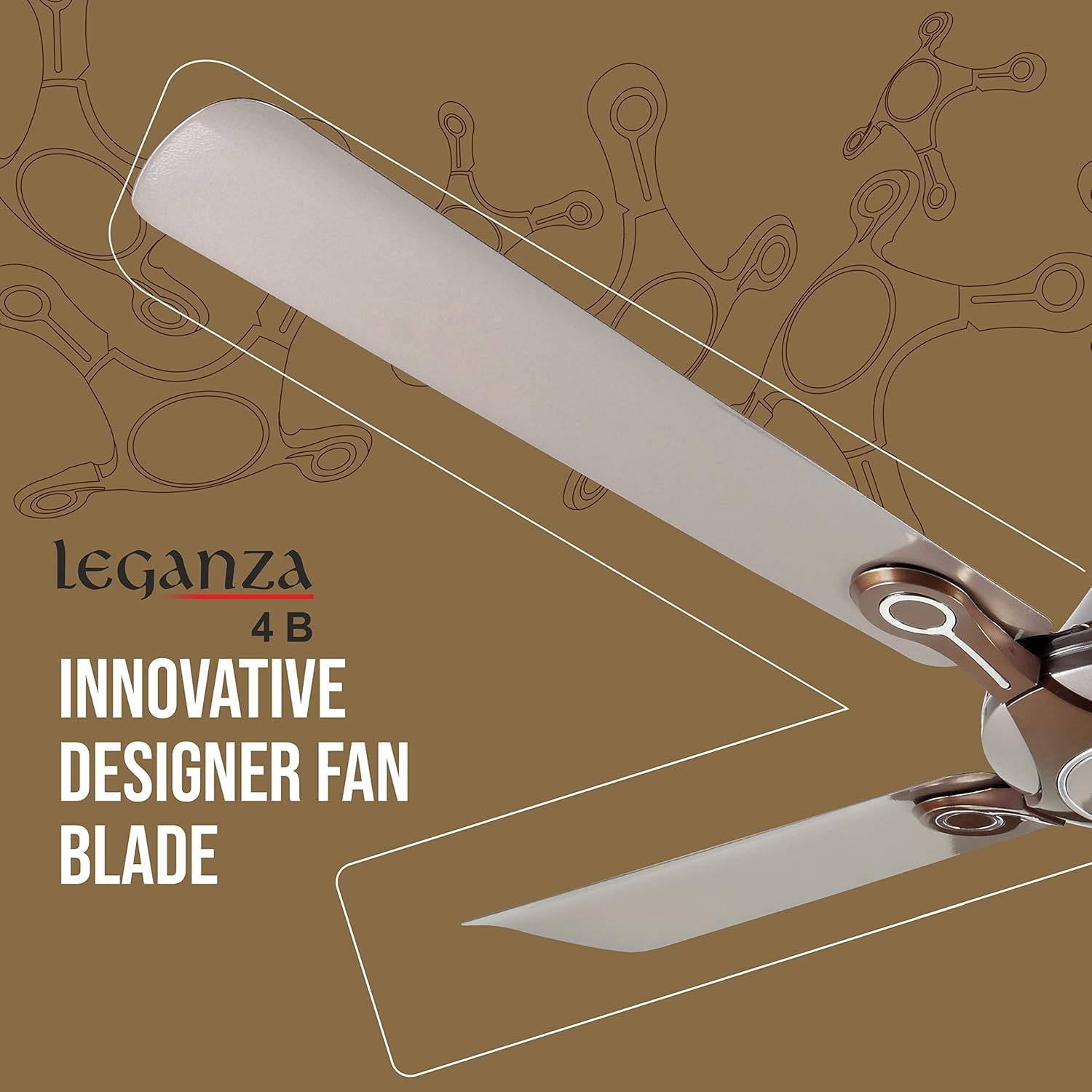 Havells 1200mm Leganza ES 4B Ceiling Fan, Best fan in 4 Blade, Premium Finish Decorative Fan, High Air Delivery, Energy Saving, 100% Pure Copper Motor, 2 Year Warranty, Pack of 1 - Mist Honey view 2