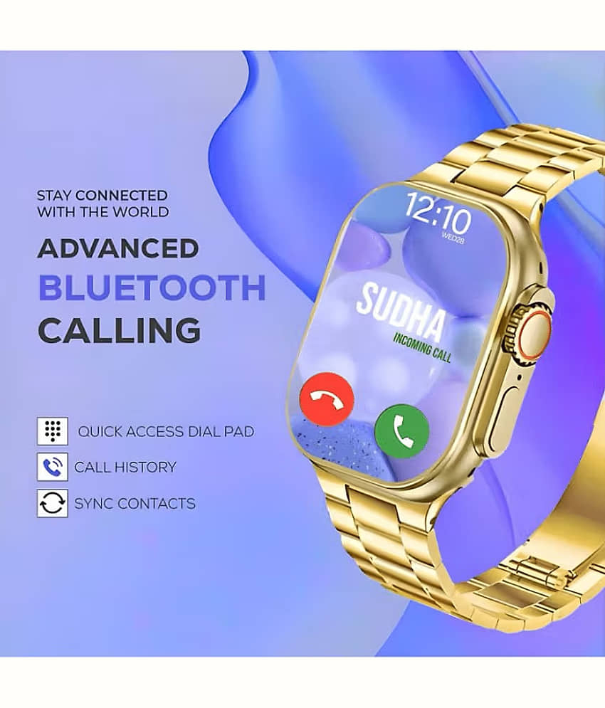 OLIVE OPS Ultra Max Golden Edition Smartwatch | Heart Rate | Steps | Wireless Charging Smartwatch (Golden Strap, 2.09 Inch Big Sunlight Proof Display) view 2