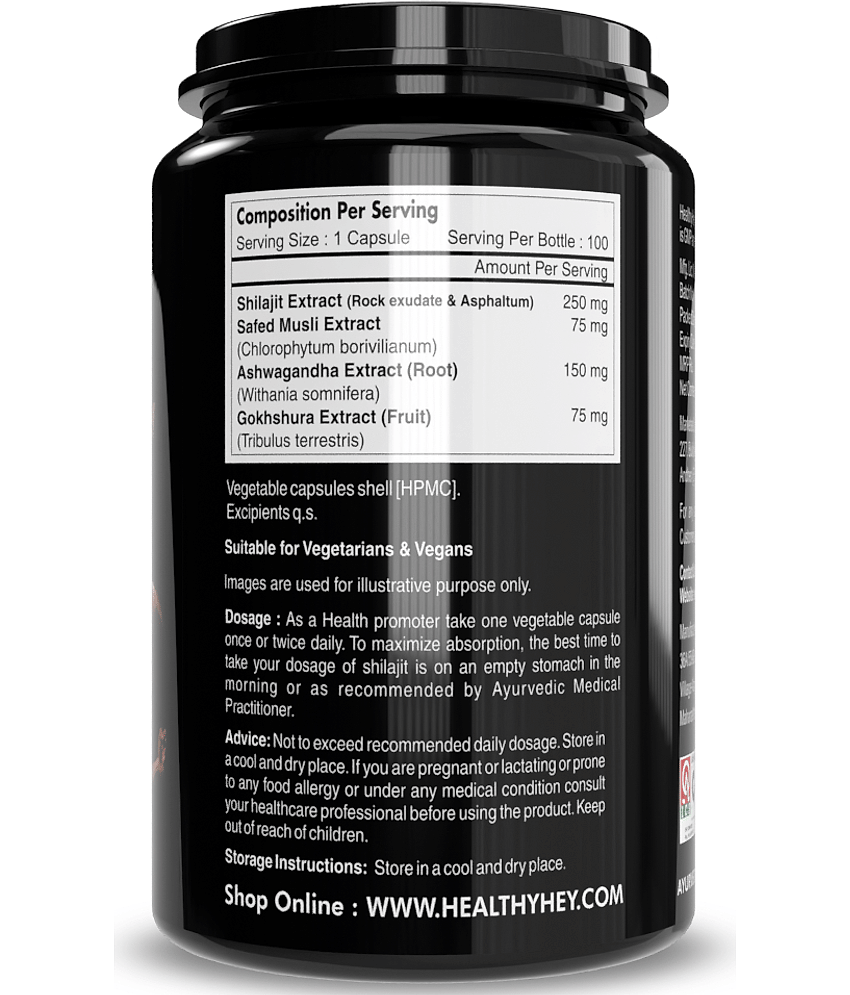 HEALTHYHEY NUTRITION Shilajit, Musli, Tribulus & Ashwagandha 550 mg Capsule view 2