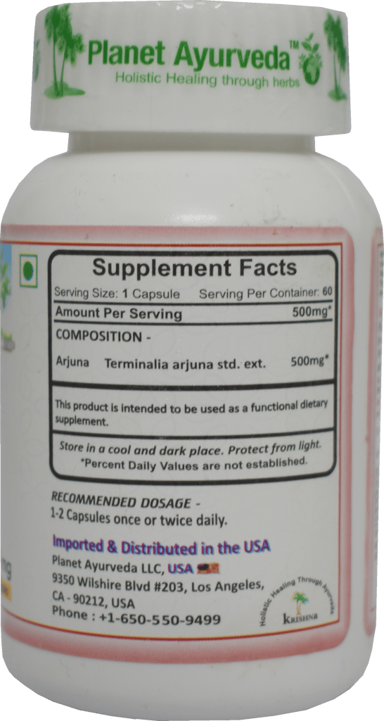 Planet Ayurveda Arjuna Capsules for Heart Health - 60 Vegetarian Capsules - 500mg view 2