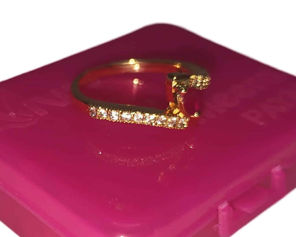 Gold Plated Adjustable Cubic Zirconia Ring for Women view 2