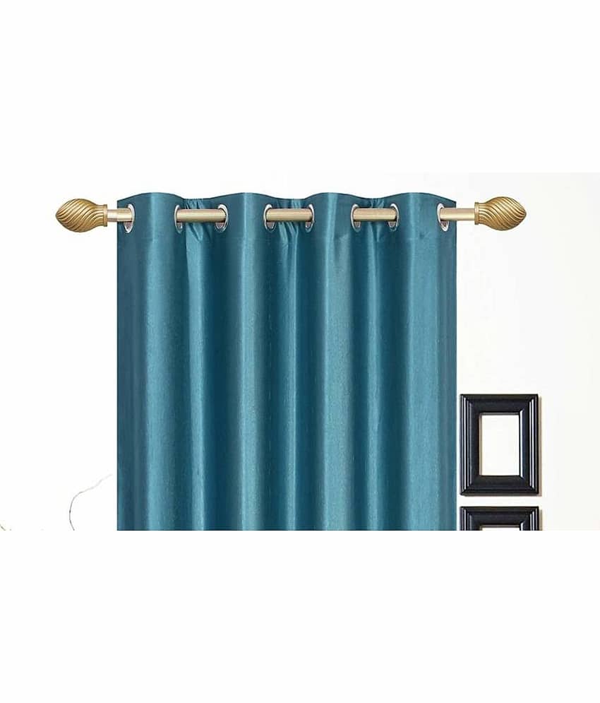N2C Home Solid Semi-Transparent Eyelet Curtain 5 ft ( Pack of 2 ) - Teal view 2