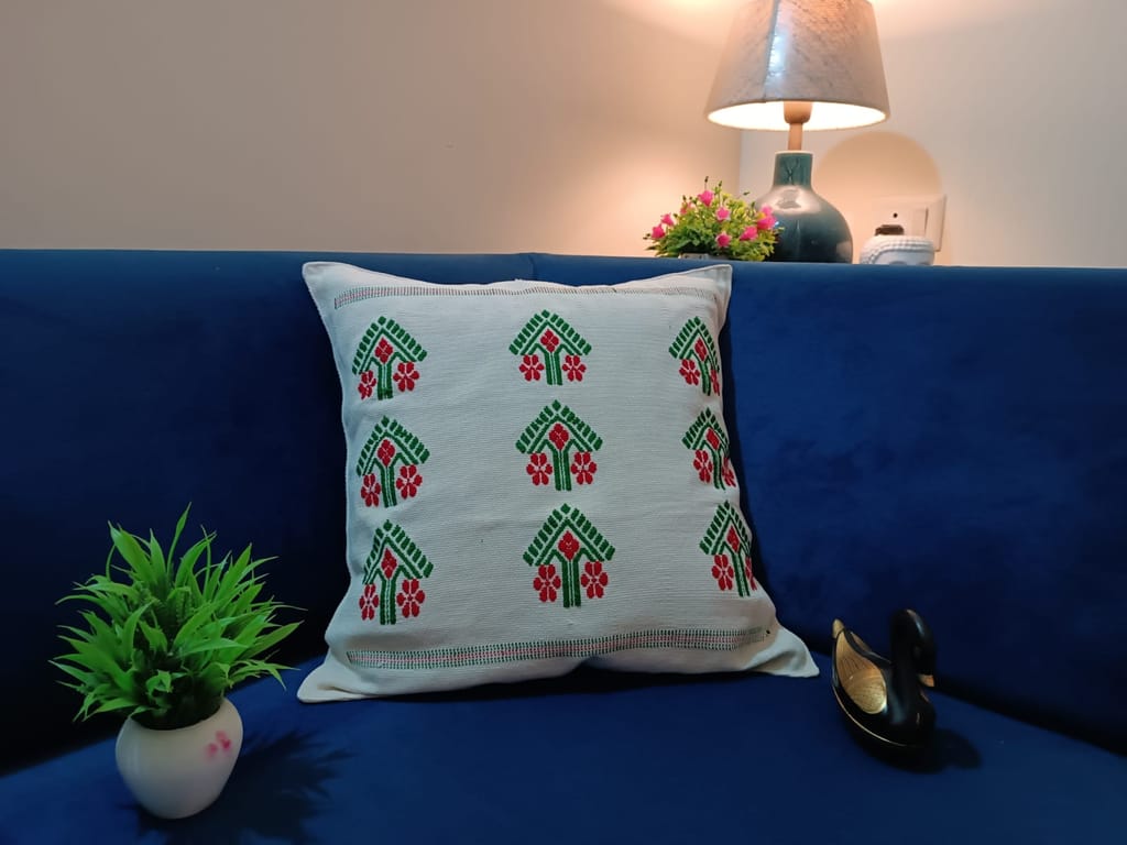 Luxury Hand Embroidered Decorative Throw Pillow Cover with intricate floral patterns and vibrant colors view 2