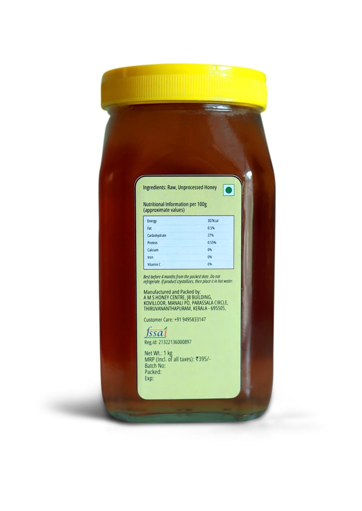 Raw Honey, Pure Honey, Unprocessed Honey(Glass jar)-1kg view 2