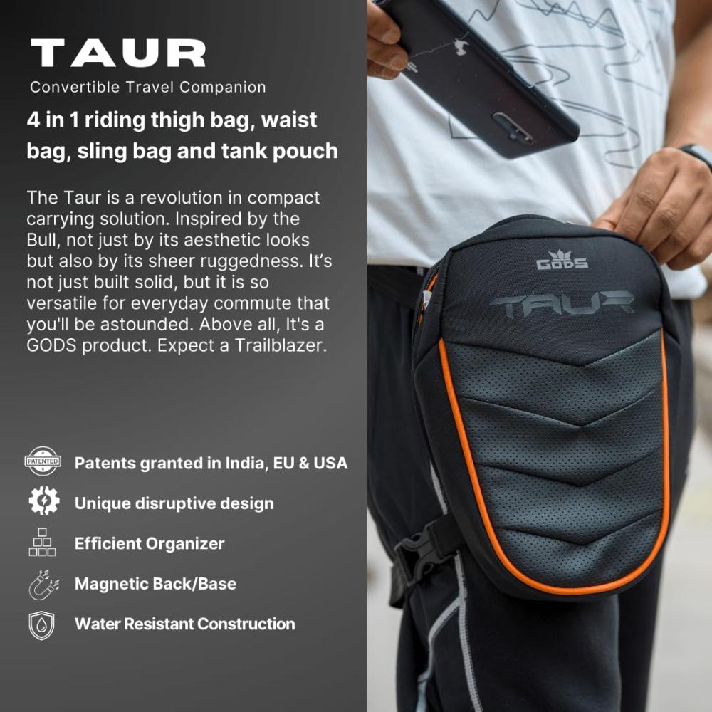 GODS Taur 4 In 1 Magnetic Tank Bag, Thigh Bag, Waist Bag & Messenger Sling Bag(2.5 Ltrs, Black) view 2