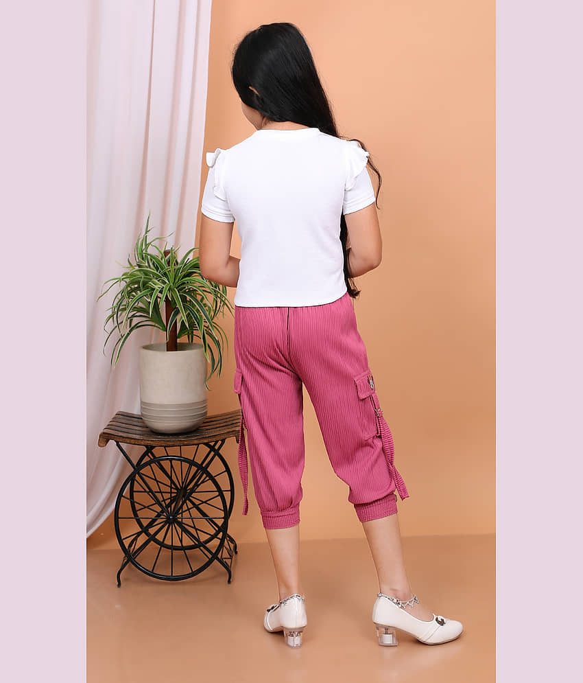 NEWSIFA Pack of 1 Girls Cotton Blend T-shirt & Capris ( Pink ) view 2
