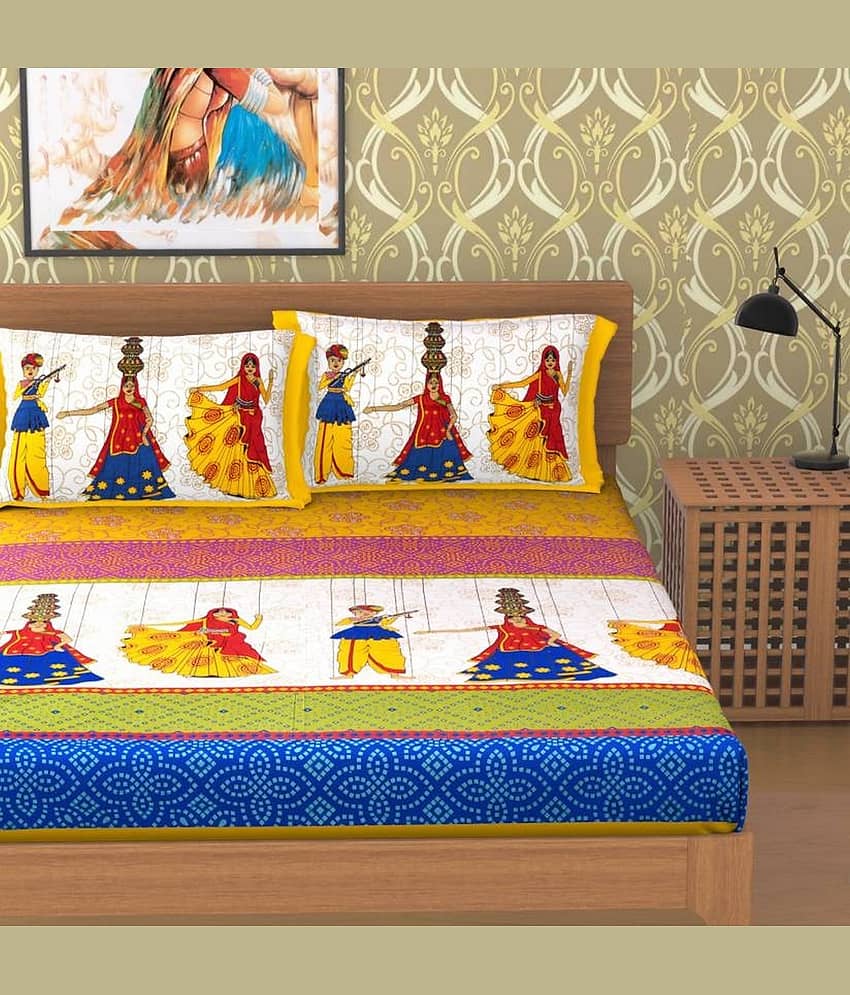Cosito Cotton 1 Double Bedsheet with 2 Pillow Covers ( Multicolor ) view 2