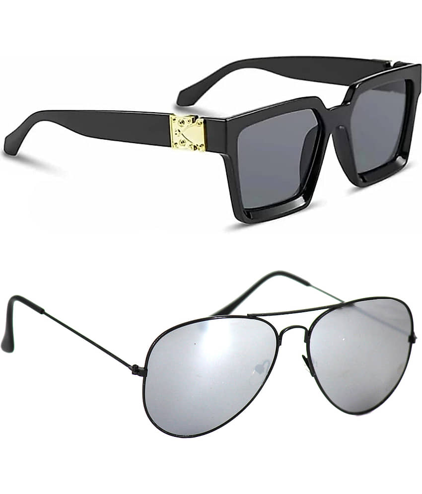 Kanny Devis - Black Rectangular Sunglasses ( Pack of 2 ) view 2