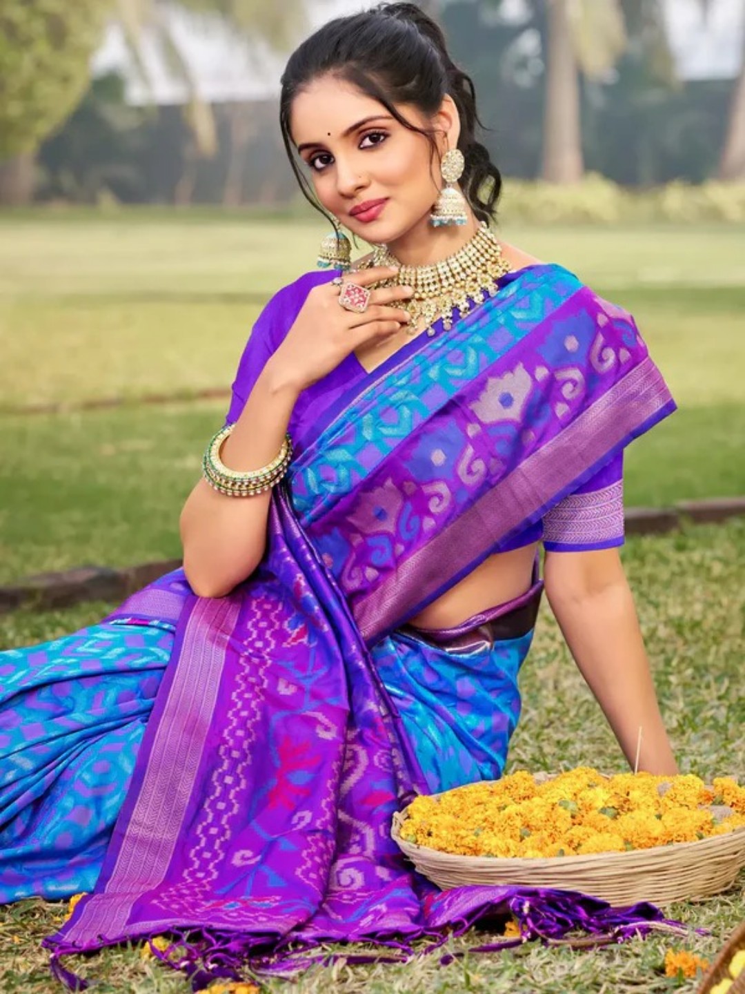 Blue Silk Saree view 2