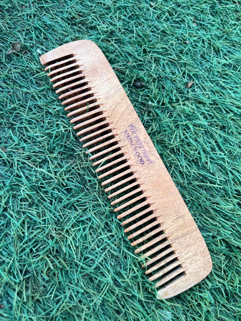 Natural Wooden Wide-Toothed Hair Comb, Handcrafted, Sustainable Wood, Detangling and Styling view 2
