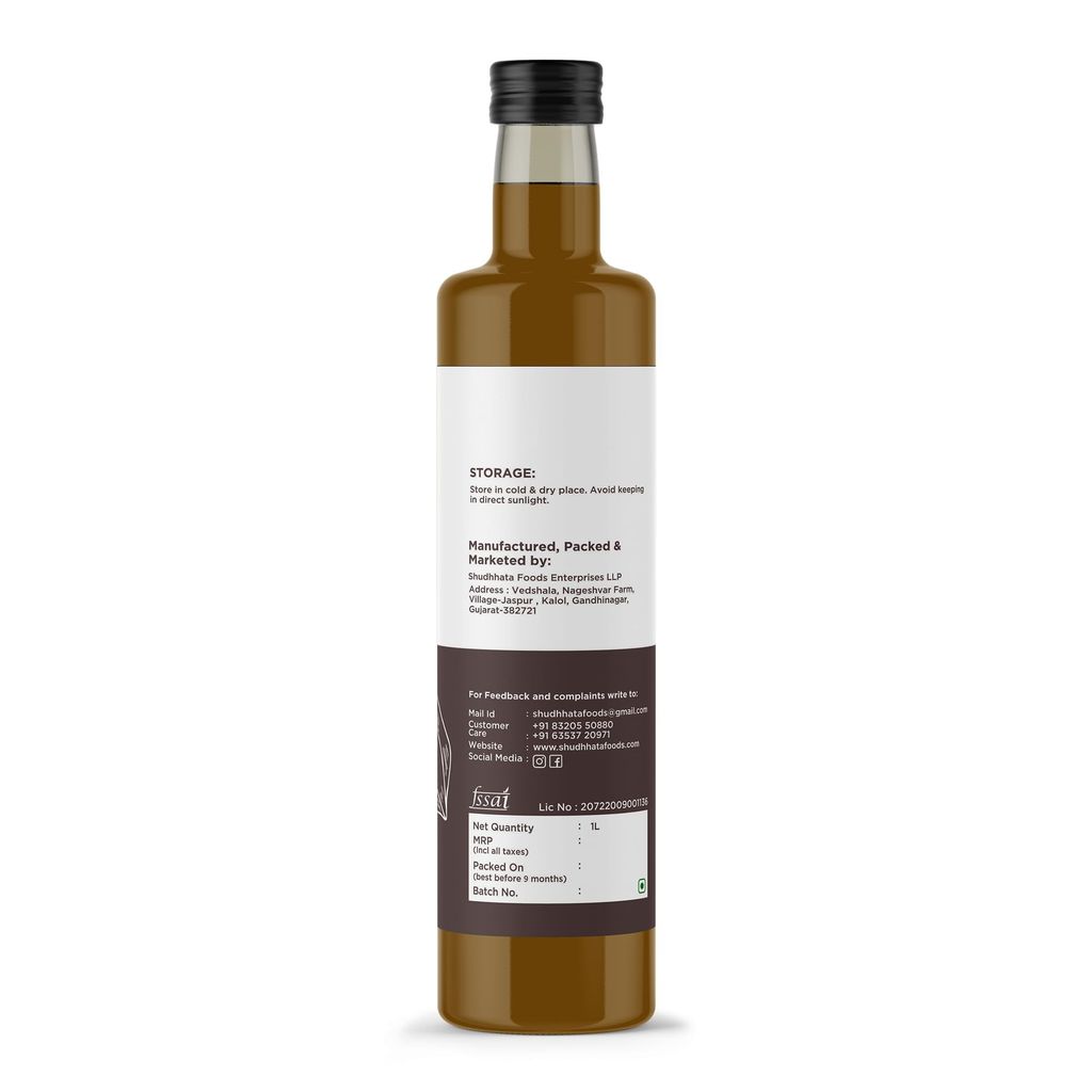 Shudhaata Black Sesame Oil (1L) - Queen of Oils Rich in Vitamin B6, Vitamin E, and Minerals view 2