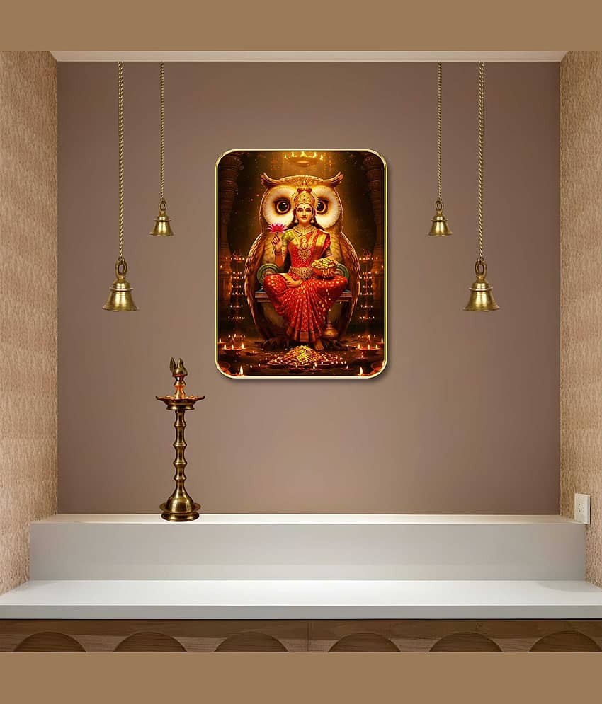 Livin'luxe Maa Lakshmi Owl MDF Wall Art with Table Top Stand & Wall Hanging Hole view 2