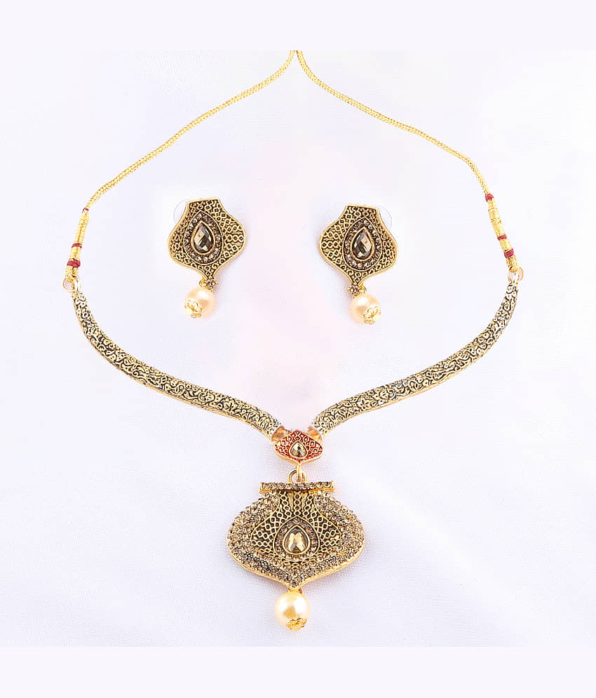 Silver Shine Alloy Golden Contemporary Contemporary/Fashion Antique Necklaces Set view 2