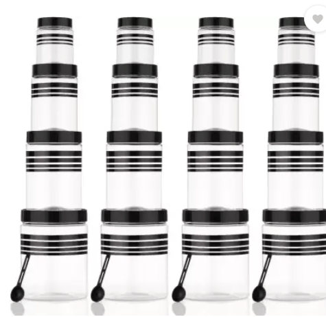 Actilife Plastic Grocery Container - 1200 ml, 650 ml, 350 ml, 250 ml (Pack of 16, Silver) view 2