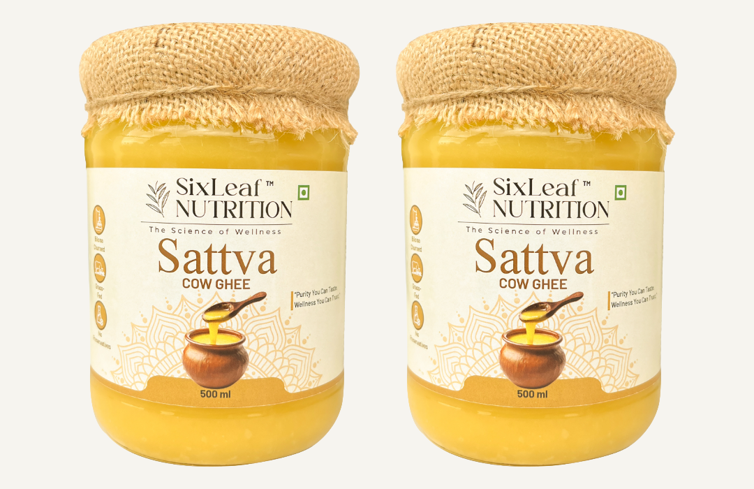 SixLeaf Sattva Cow Ghee 500 ml (Pack of 2)