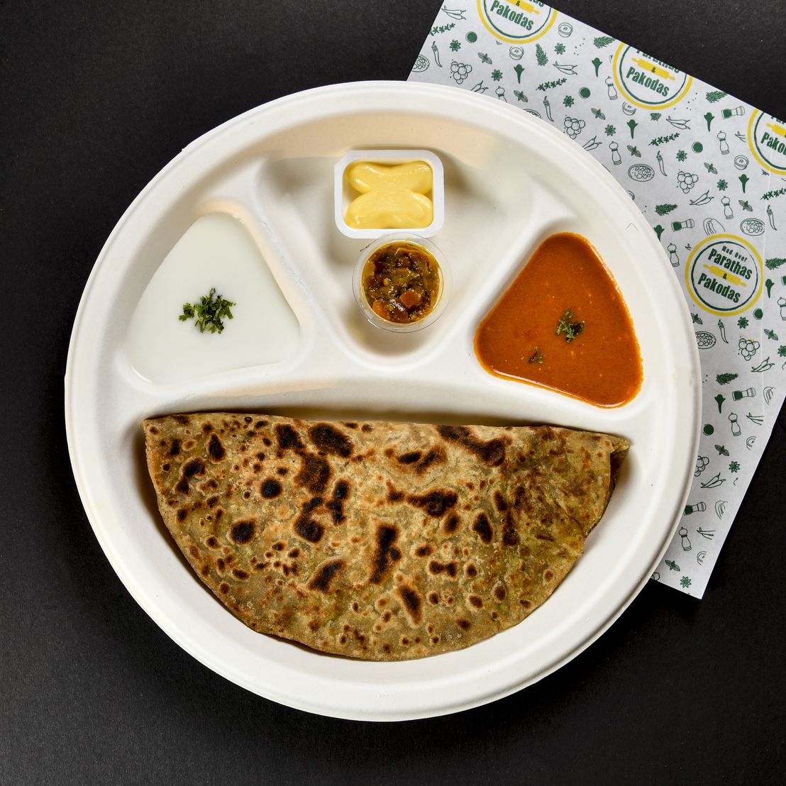 Aloo matar paratha meal