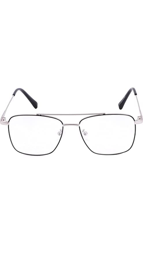 Jodykoes Stylish Blu Cut Anti Glare Metal Square Frame Spectacle Eyeglasses Eyewear (Black & Silver) view 2