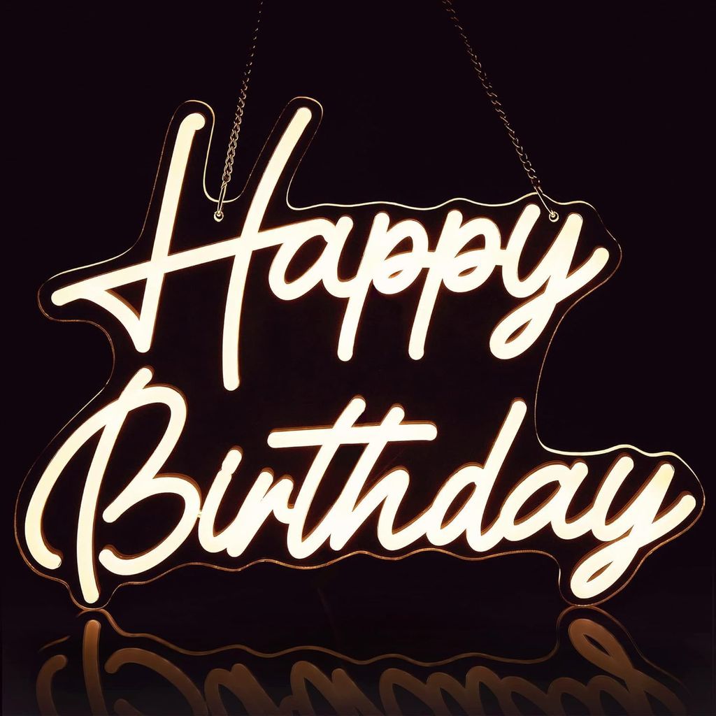 GGDECOR Happy Birthday Neon Sign for Backdrop with Dimmable Switch Birthday Light Up Sign Party Decoration 12 * 18 Inch view 2