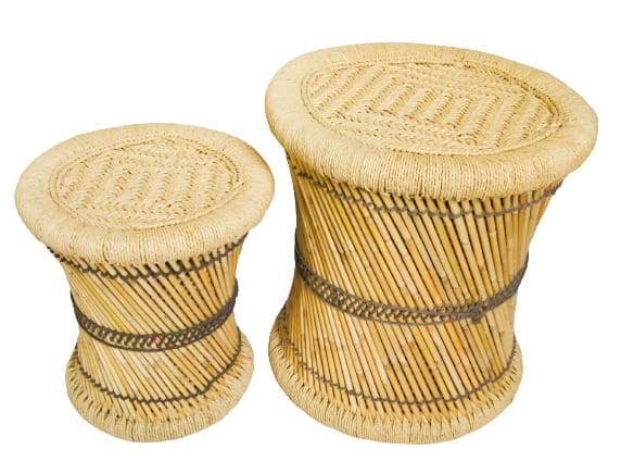 Handmade Moonj and Sentha Reed Mudda Stool Set (2 Pieces)