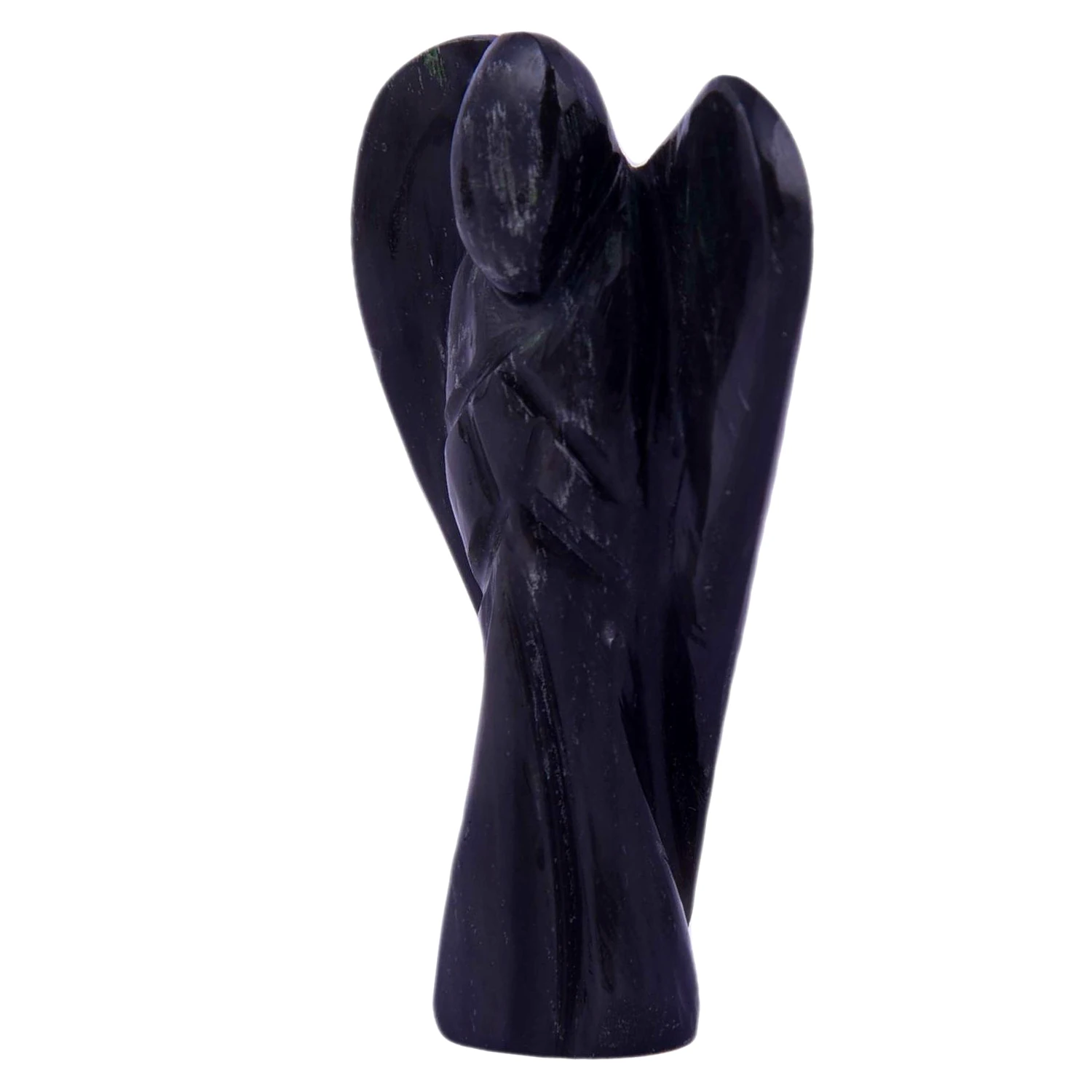 Black Turmoline Angel | Handcarved Statues Figurines Stone of Good Luck - Reiki, Healing Crystal for Physical, Emotional & Spiritual Imbalance | Positive Vibes Energy(KI_60) by Krishna Impex view 2