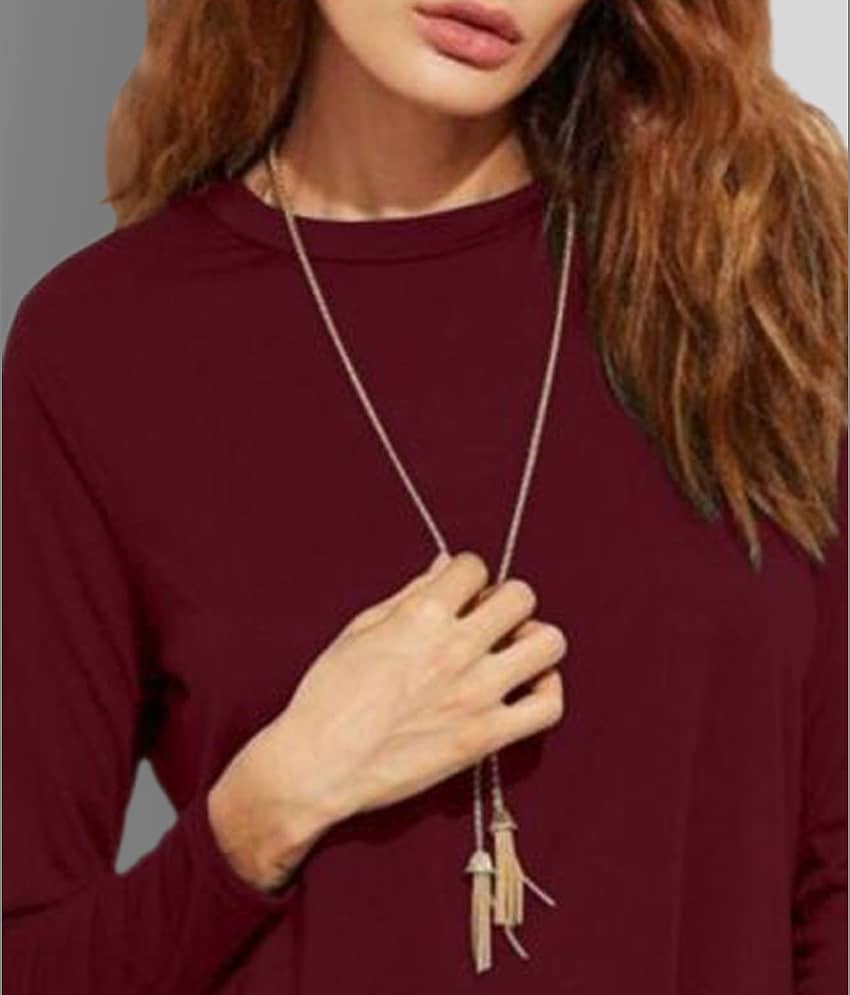 Dream Beauty Fashion Women's Cotton Blend Asymmetrical Top ( Maroon ) view 2