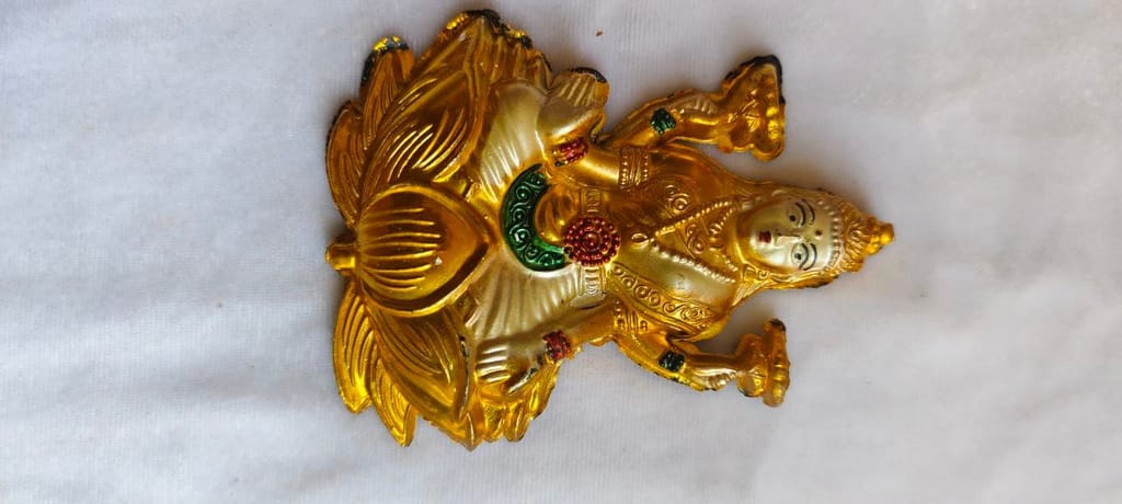 Antique Gold-Plated Lakshmi Statue view 2