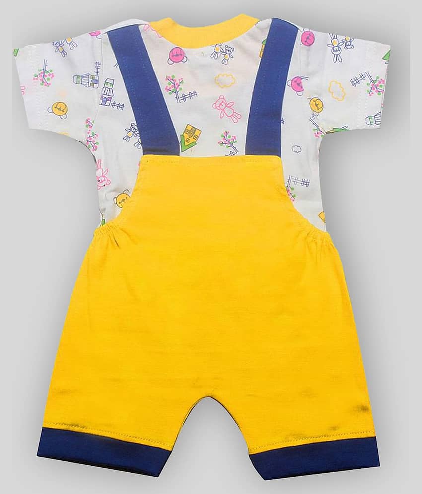 INFANT Pack of 1 Unisex for Baby 100% Cotton Dungaree Sets ( Yellow ) view 2
