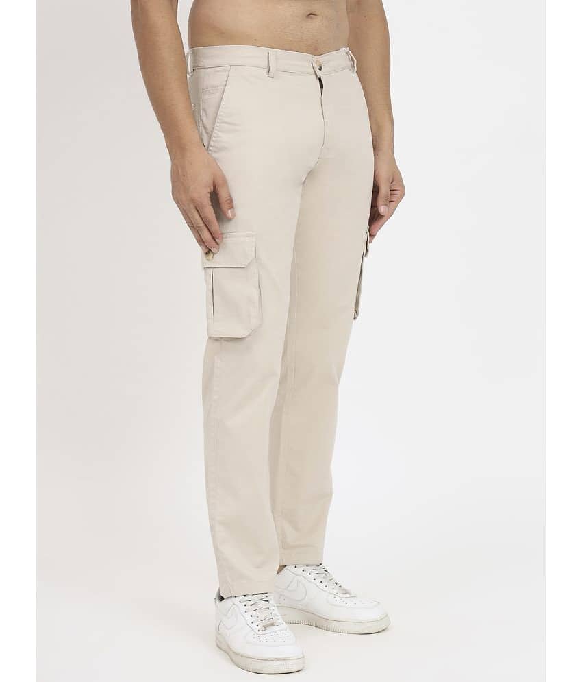 RAGZO Regular Flat Men's Cargos - Cream ( Pack of 1 ) view 2