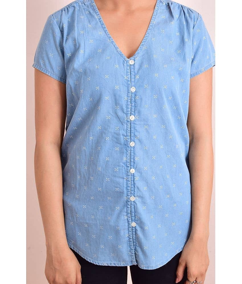 NUEVOSDAMAS Women's Denim Regular Top ( Blue ) view 2