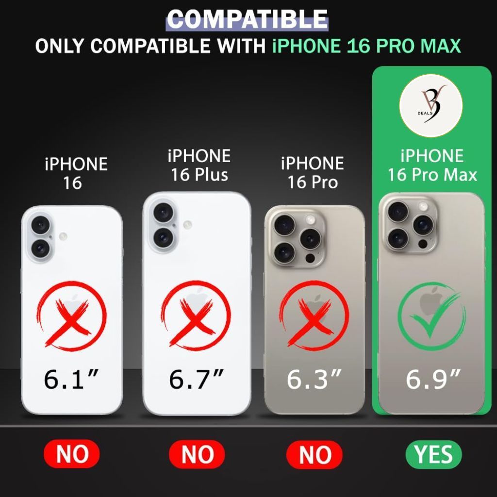V3Deals Premium Hard Transparent Back Cover Compatible with iPhone 16 Pro Max | Military Grade Shockproof Protection | Non-Yellowing Clear PC Back | Precise Cutouts & Slim Fit (iPhone 16 Pro Max) view 2