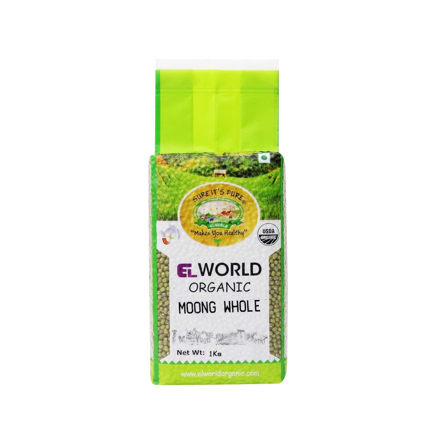 Elworld Agro & Organic Food Products Moong Whole 1Kg