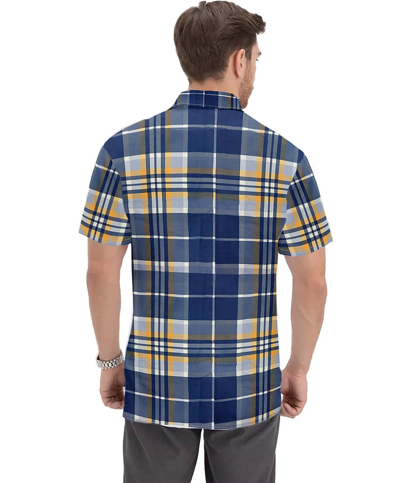 Leotude Cotton Blend Regular Fit Checks Half Sleeves Men's Casual Shirt - Blue ( Pack of 1 ) view 2