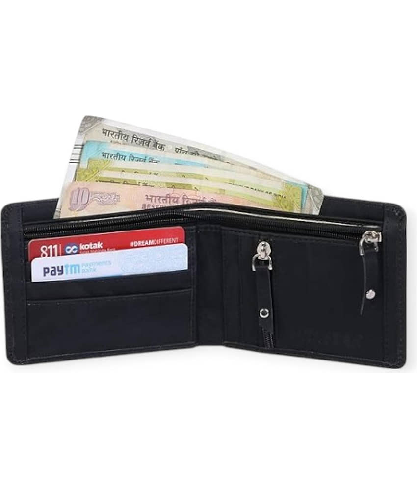 HRF.STAR 100% Leather Solid Men's Two Fold Wallet,Regular Wallet With 6 Slots For Card ( Black , Pack of 1 ) view 2