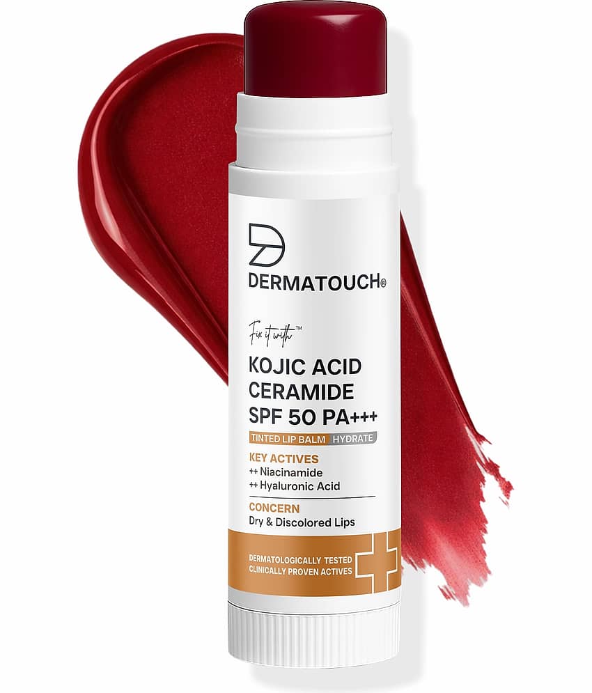 DERMATOUCH Kojic Acid Ceramide SPF 50 PA+++ Cherry Red Lip Balm - 5g Moisturizing, Sun ProtectionReduces Pigmentation & Heals Dry Lip view 2
