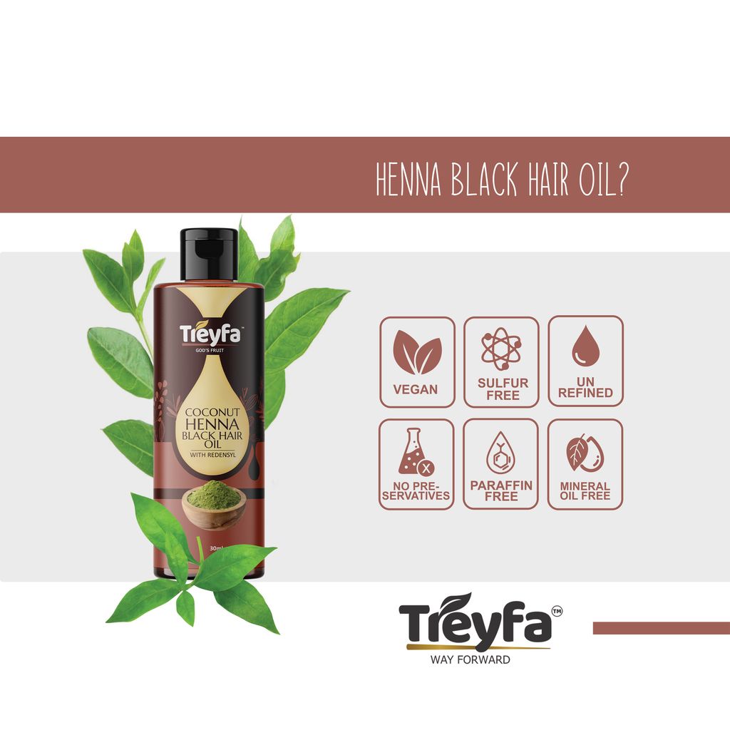 Treyfa coconut henna black hair oil for naturally black & healthy hair(30ml) view 2