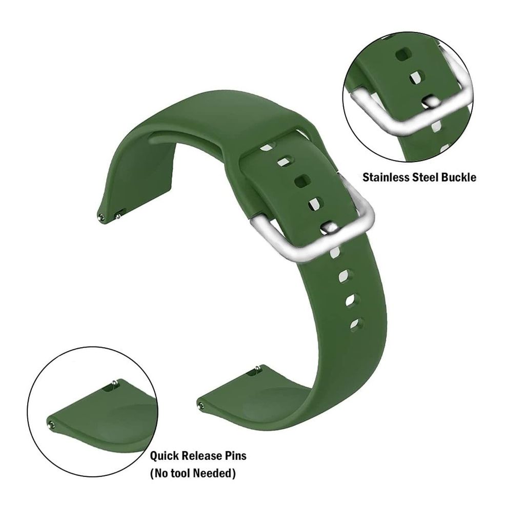 Exelent Silicone 19mm Replacement Band Strap with Metal Buckle Compatible with Smart Watch Green view 2