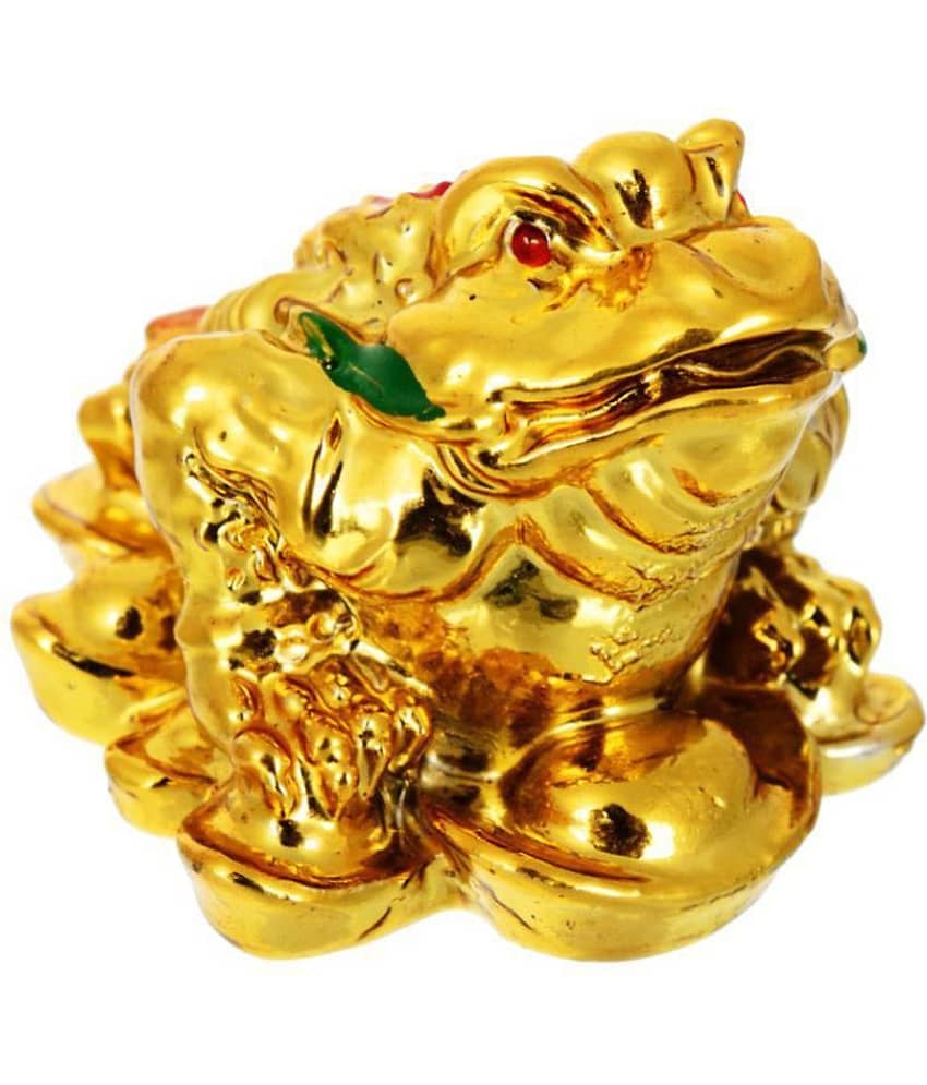 KESAR ZEMS Golden Vastu FengShui Frog-A Figurine For Prosperity (4 cm x 5 cm x 4 cm, Gold) view 2