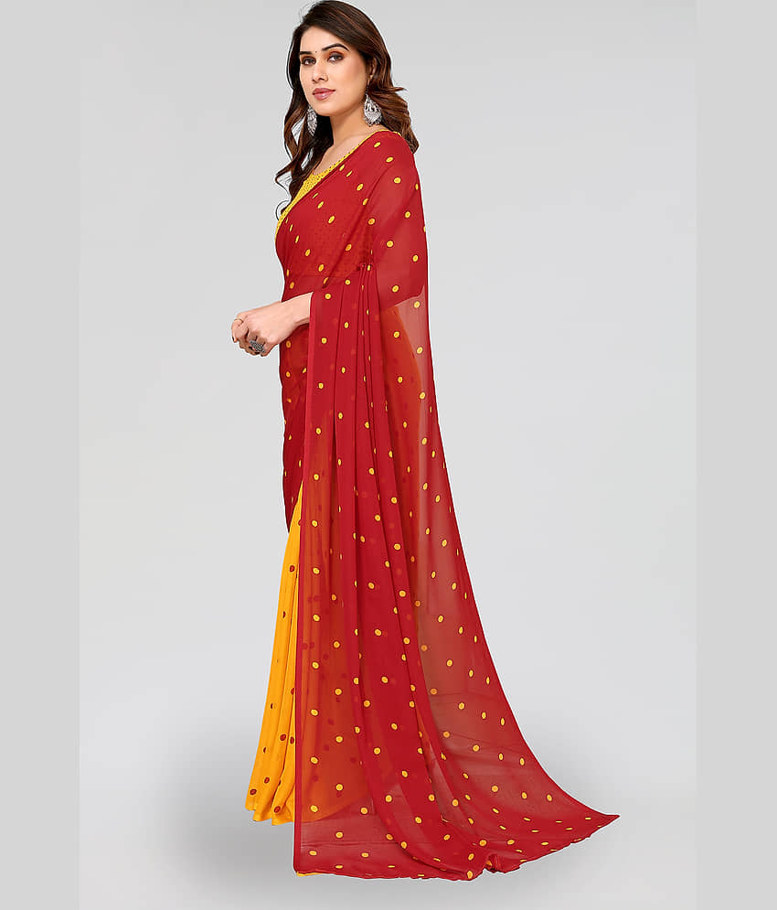 ANAND SAREES Georgette Printed Saree With Unstitched Blouse Piece ( Yellow ) view 2