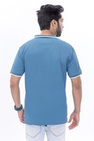 Classic Blue Polo With Contrast Collar view 2