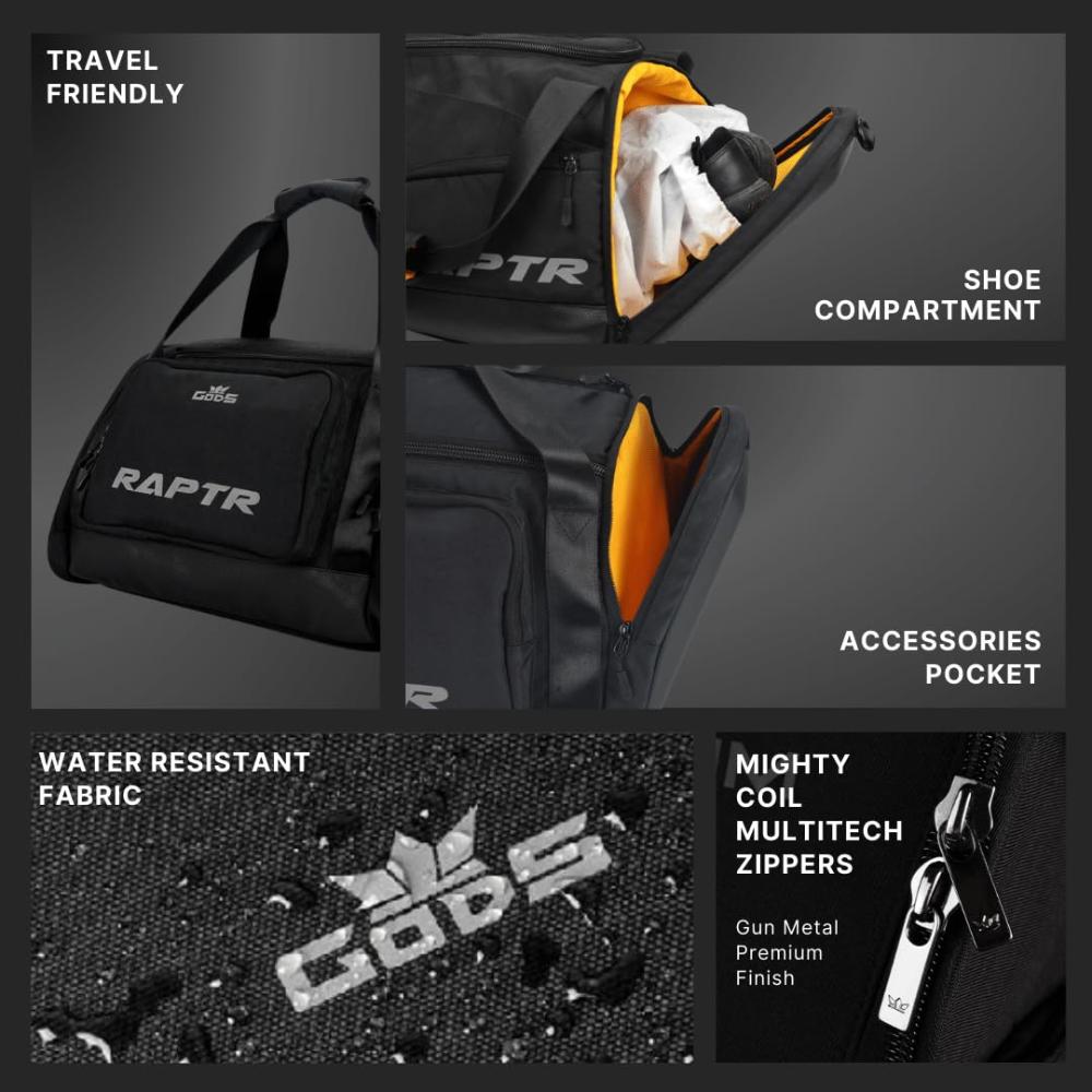 GODS RAPTR Hard Shell Travel Duffel Bag with Molded Design(40 Ltrs, Black) view 2