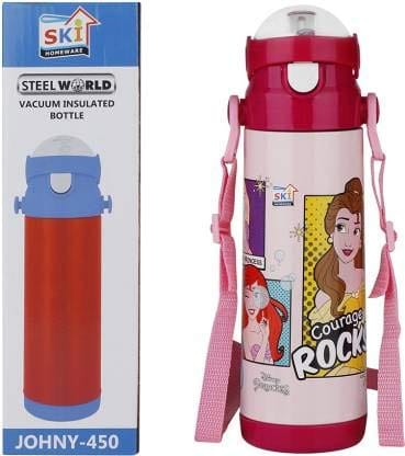 UNMEE Cartoon Princess Printed Insulated Water Bottle with Inner Steel 450ml Set of 1pcs For Water, Juice, Cocktail, Milkshake, Smoothie, For Home, School, College Office Gym Travel Special Occasions view 2