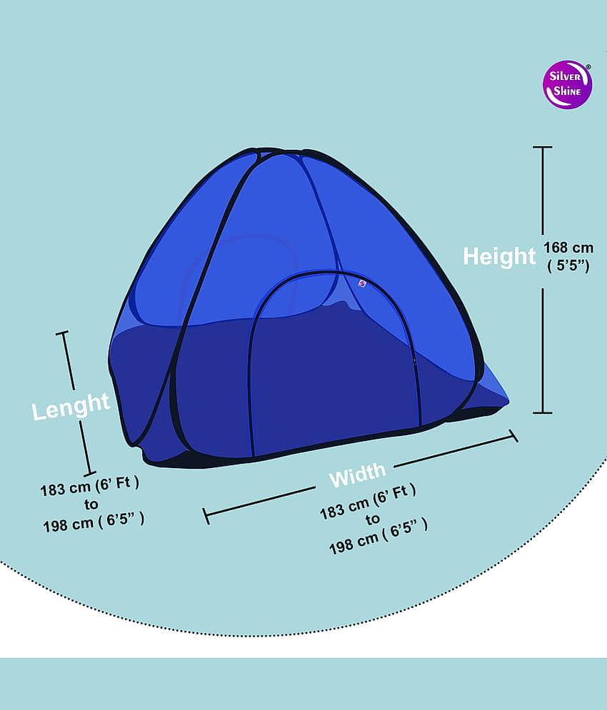 Silver Shine - Dark Blue Polycotton Tent Mosquito Net ( Pack of 1 ) view 2